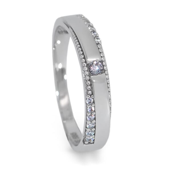 Gullring i 14kt hvitt gull med zirkonia - esp4450
